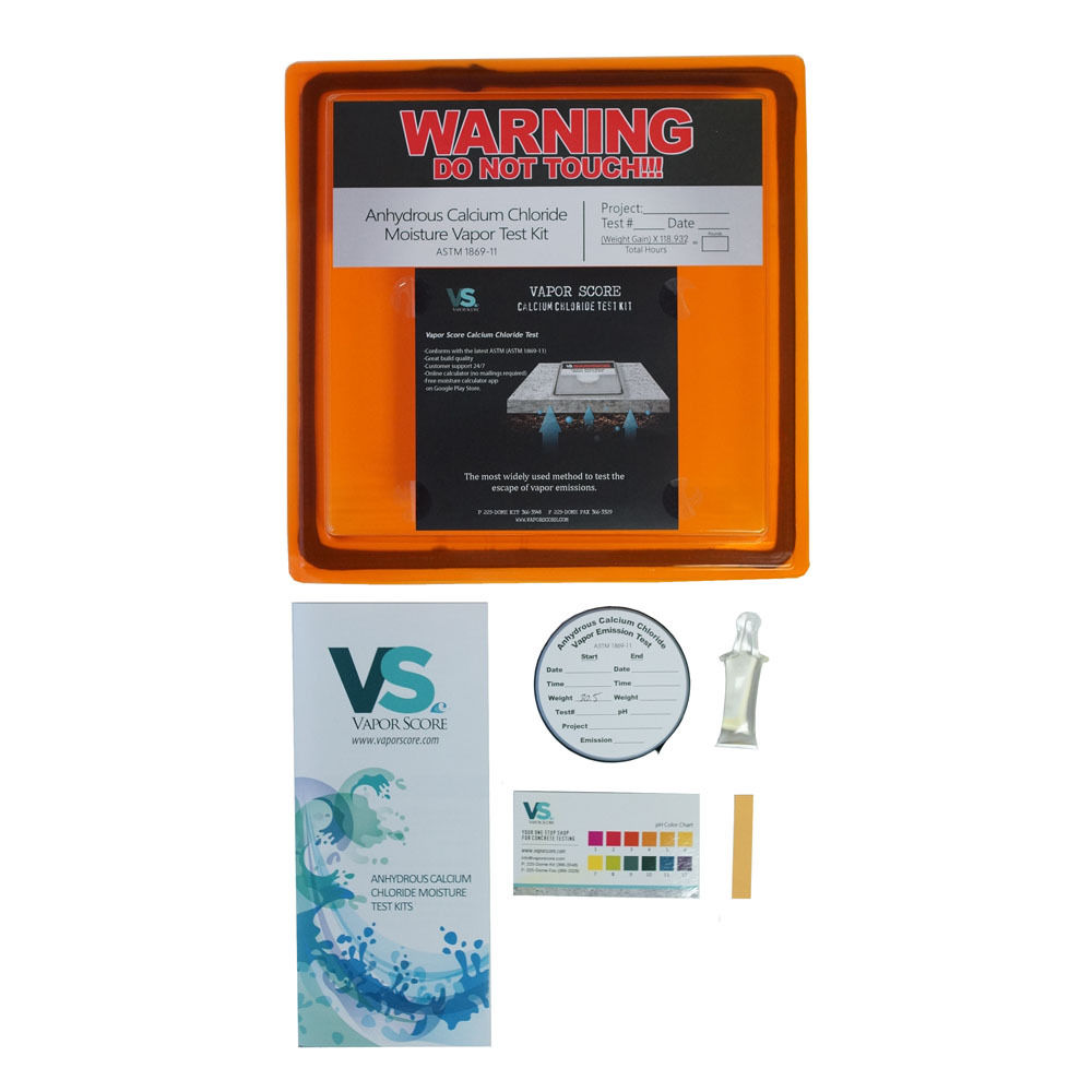 Moisture Emission Kit, Calcium Chloride Concrete Moisture Test, Pack of 3 Tests